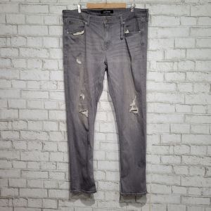 Express slim gray distressed jeans